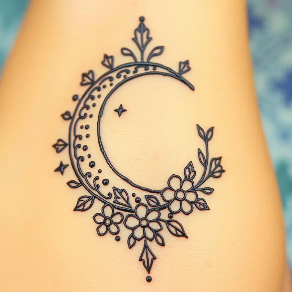 Combining Moons with Other Elements in Easy Henna Designs